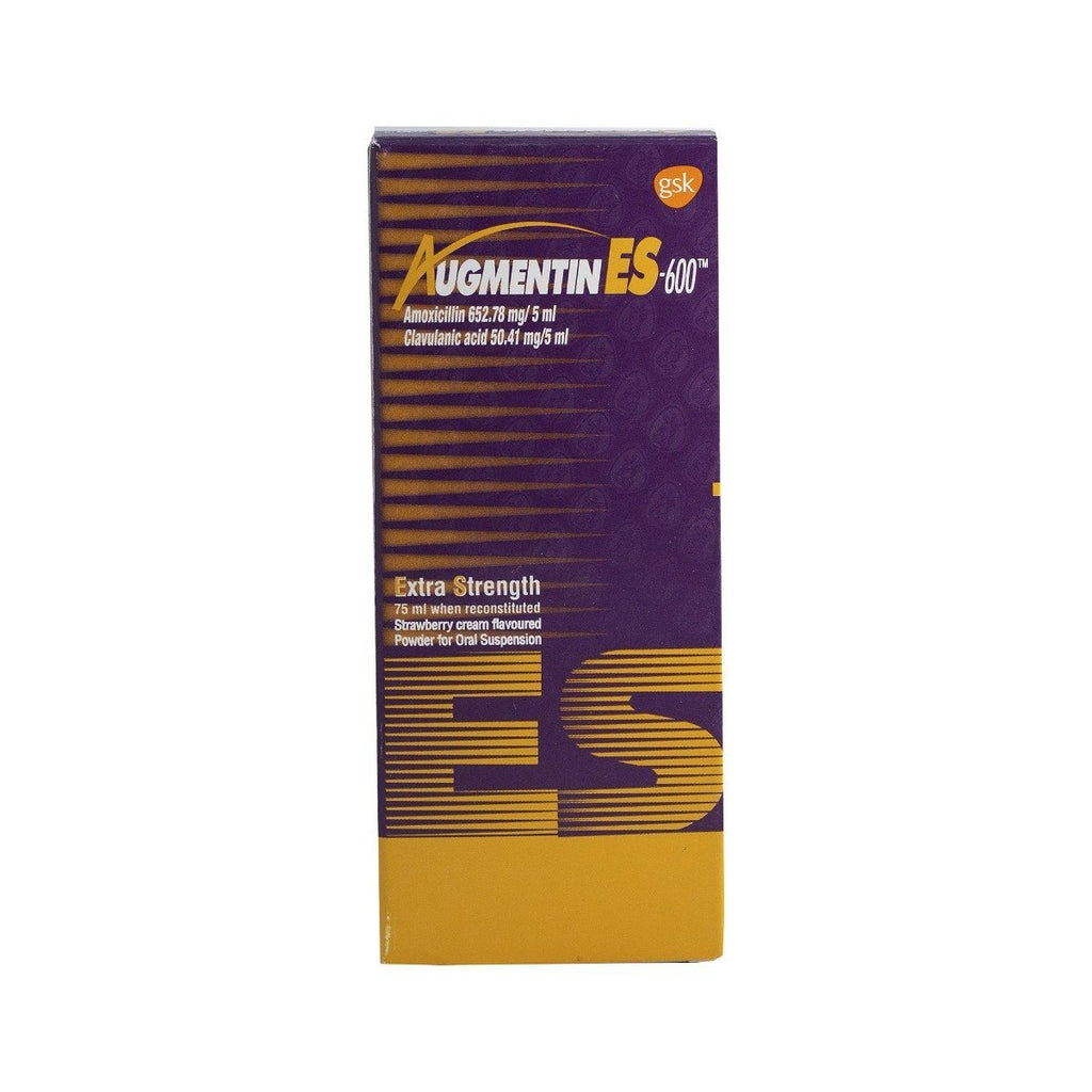 Augmentin ES-600 652.78mg Amoxicillin & 50.41mg Clavulanic Acid Oral Suspension Powder Strawberry Cream Flavor