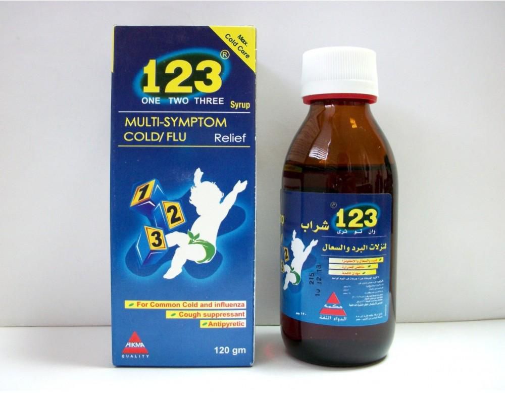 1,2,3 Cold & Flu Analgesic & Antipyretic Syrup - lactose free, alcohol free, salt free