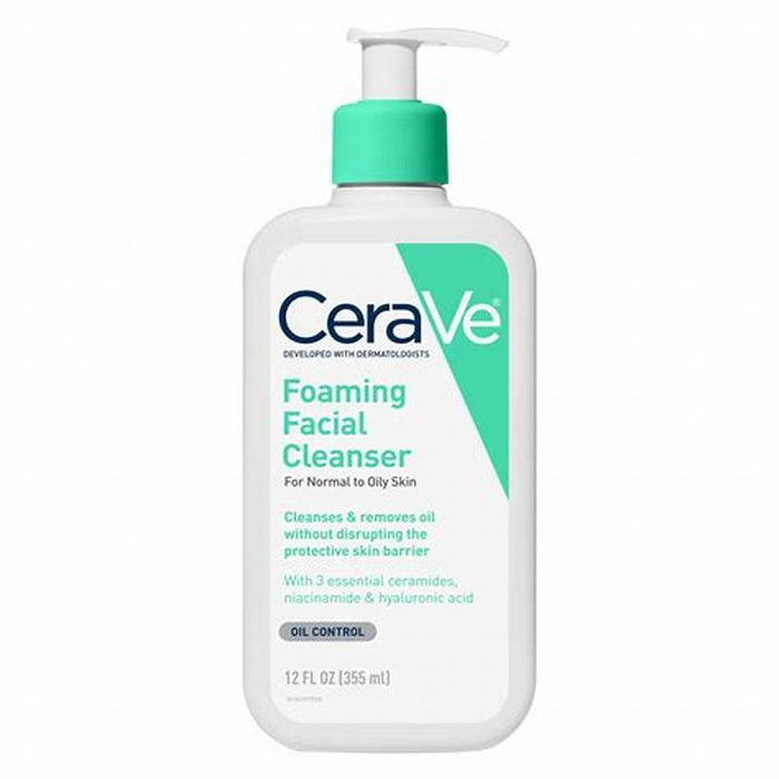 CeraVe Hypoallergenic Foaming Facial Gel Cleanser with Ceramides & Hyaluronic Acid for Normal to Oily Skin - fragrance free