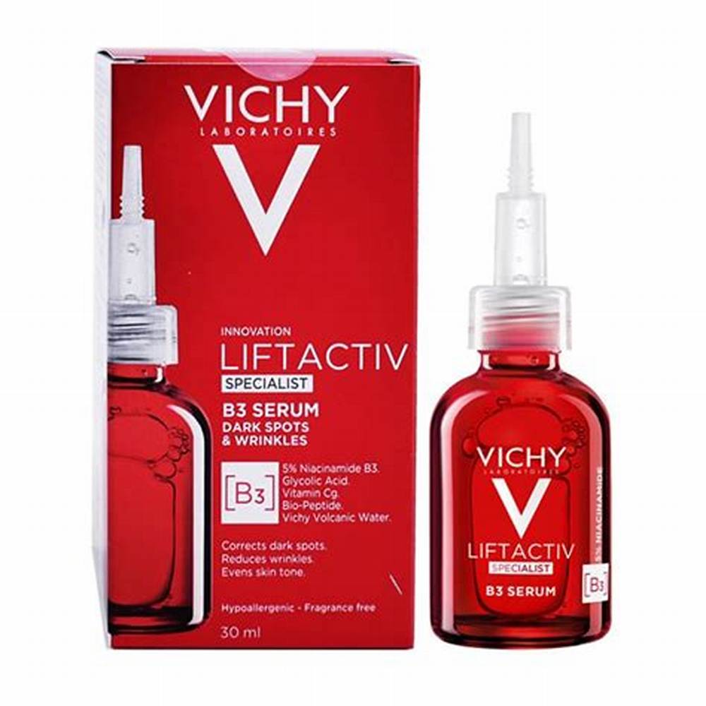 Vichy Liftactiv Hypoallergenic Toning, Anti-Wrinkle & Anti-Dark Spots Face Serum with Niacinamide B3, Glycolic Acid & Bio-Peptide - fragrance free