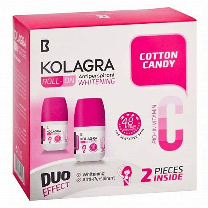 Kolagra 48H Antiperspirant Whitening Roll-On Deodorants Cotton Candy Scent with Vitamin C for Sensitive Skin - alcohol free, aluminum salts free, parabens free
